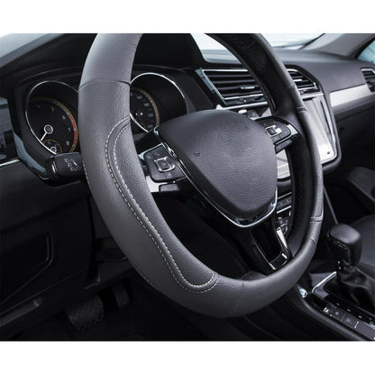 Ouzorp Car Steering Wheel Cover, Microfiber Leather Steering Wheel Covers with Anti-Slip Lining, Universal 14.5-15 inchs Black