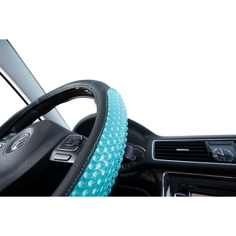Ouzorp Car Steering Wheel Cover, Microfiber Leather Steering Wheel Covers with Anti-Slip Lining, Universal 14.5-15 inchs Black